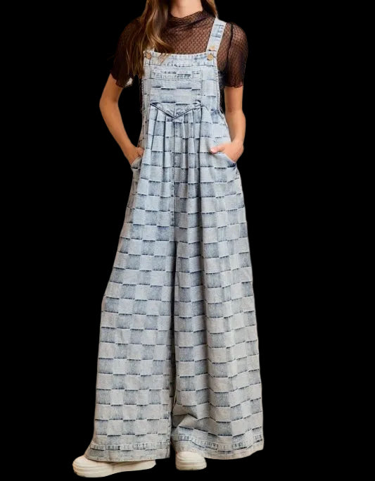 Washed Denim Wide Leg Jumpsuit