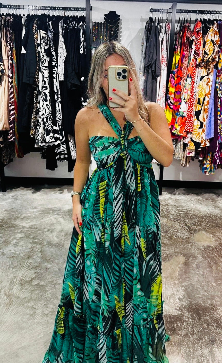 Palm Print Maxi Dress