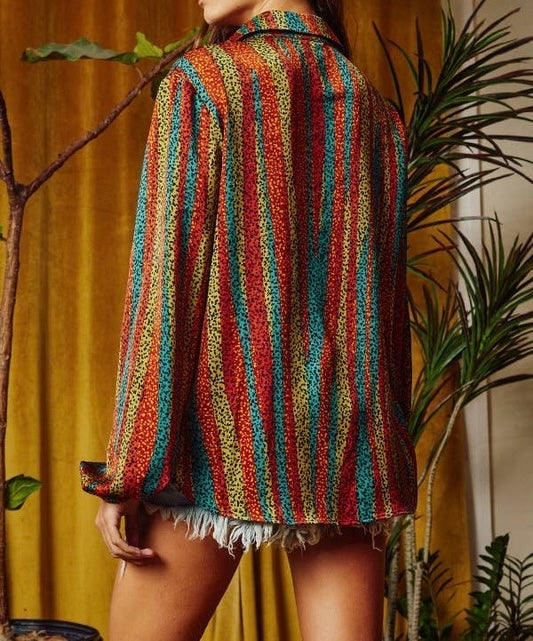 Multi Print Button-Up Top