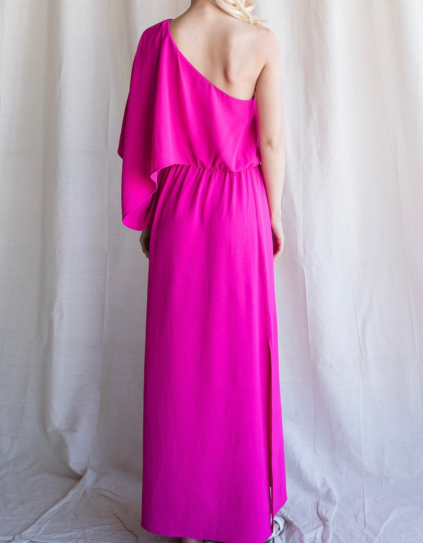 Solid One Shoulder Maxi Dress