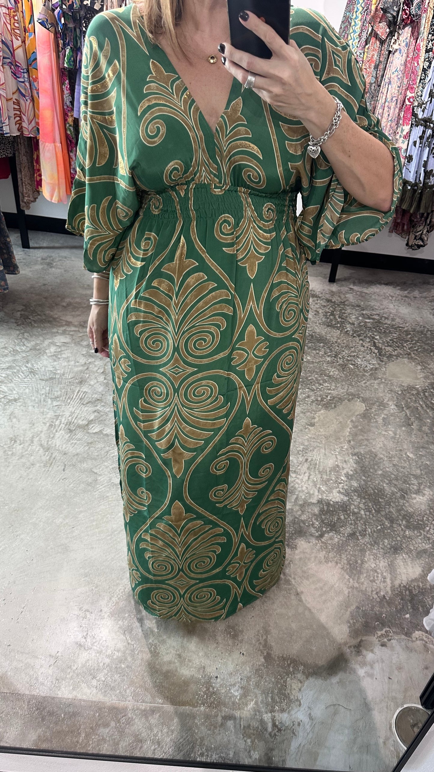 One Size Bell Sleeves Straight Fit Maxi Dress