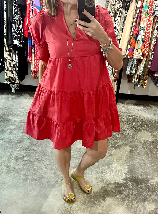 Small - Notch Neck Short Dress