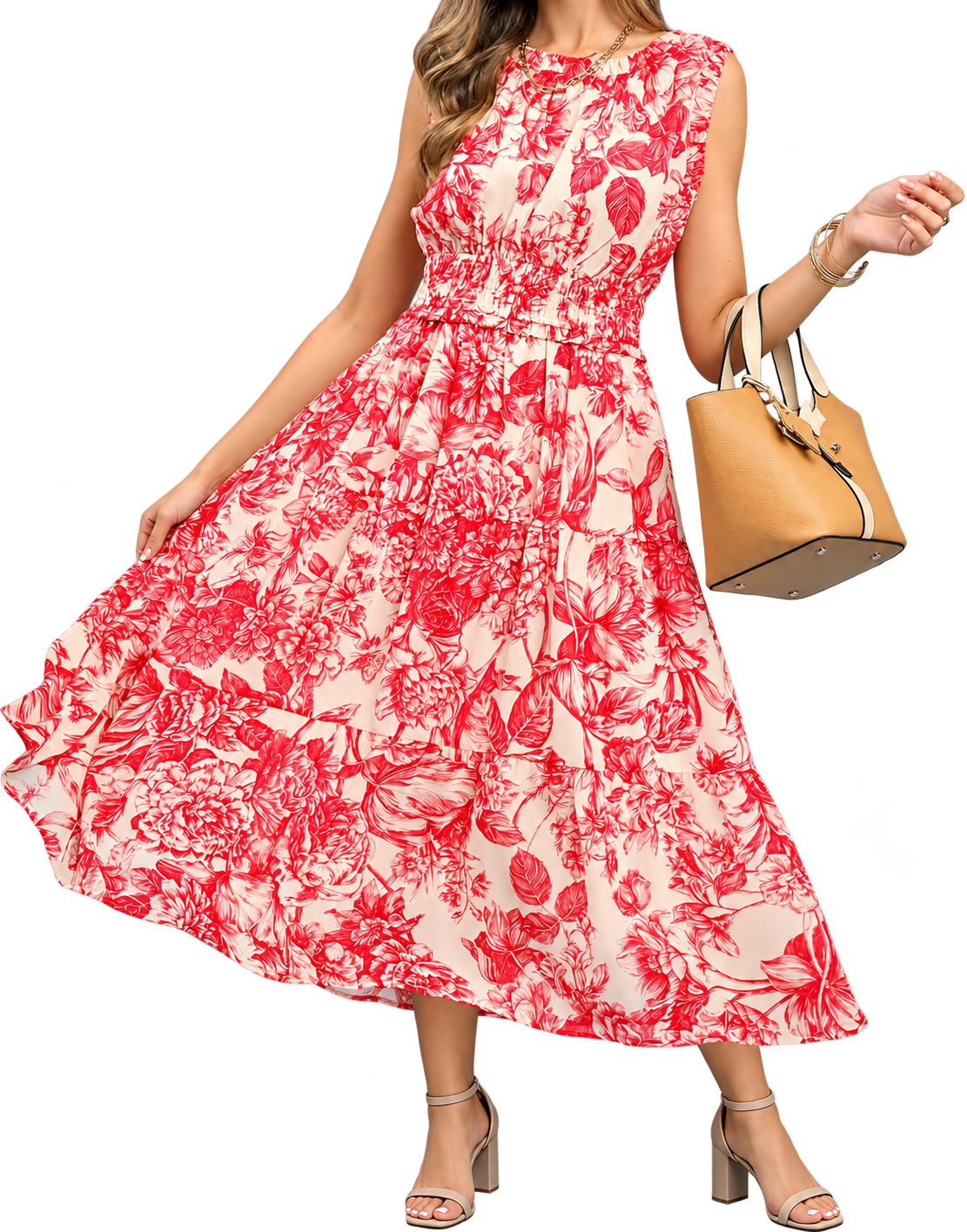 Toile Floral Midi Dress