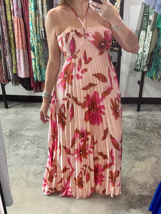 Floral Satin Maxi Dress