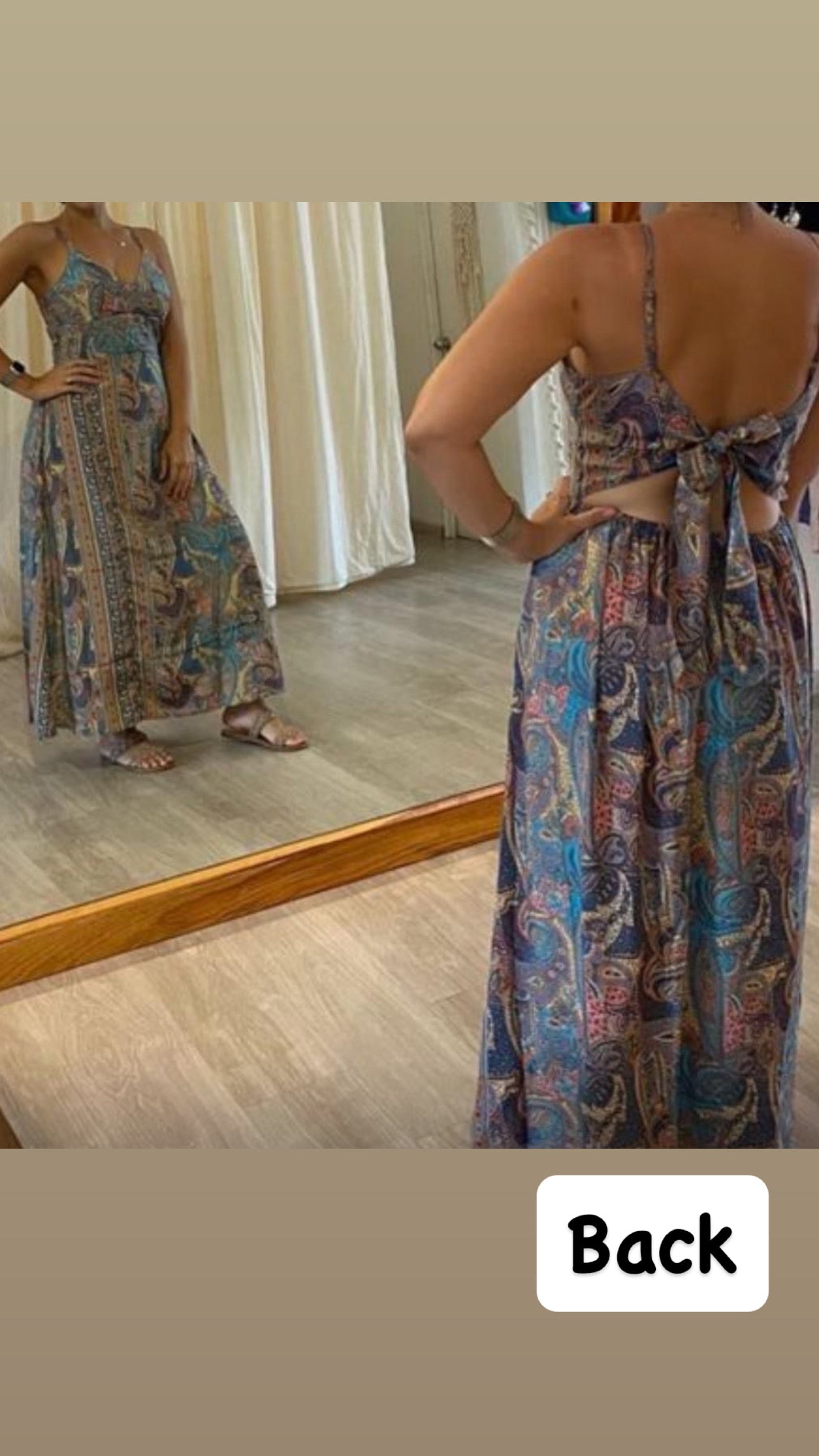 One Size Open Back Multi Print Maxi Dress