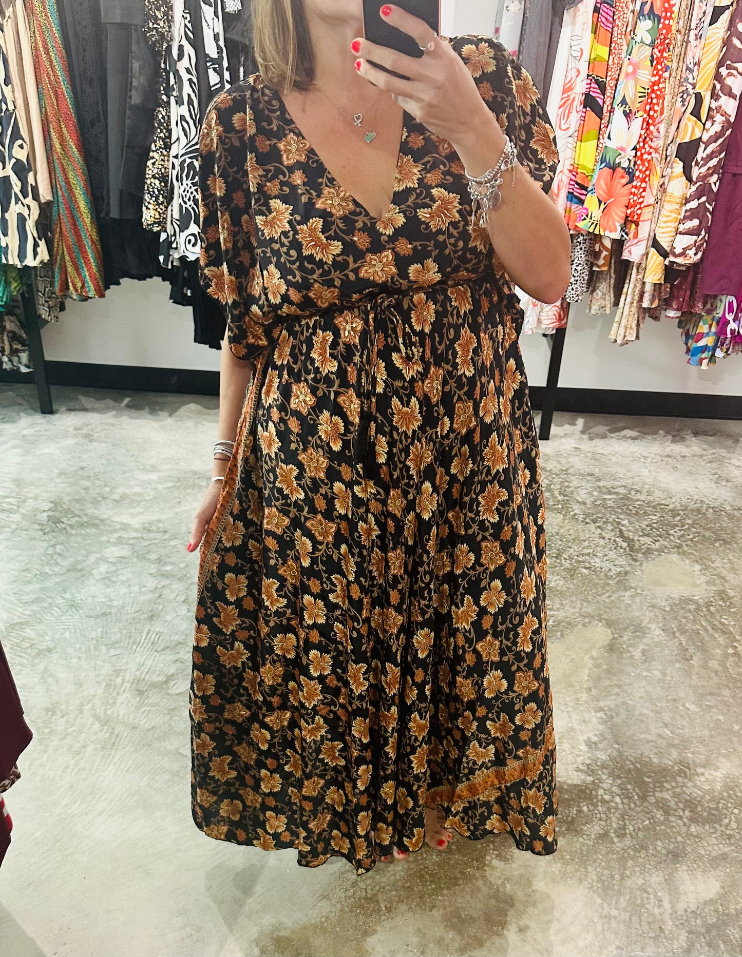 One Size Multi Print Maxi Dress