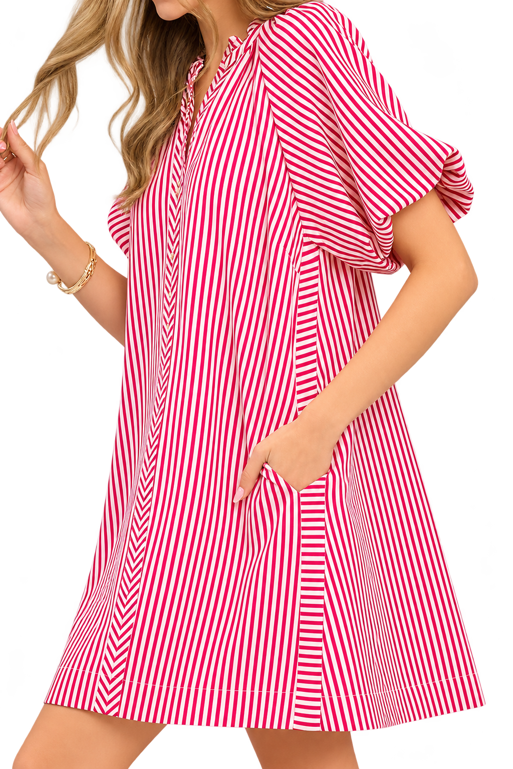 Red Stripe Short Dress