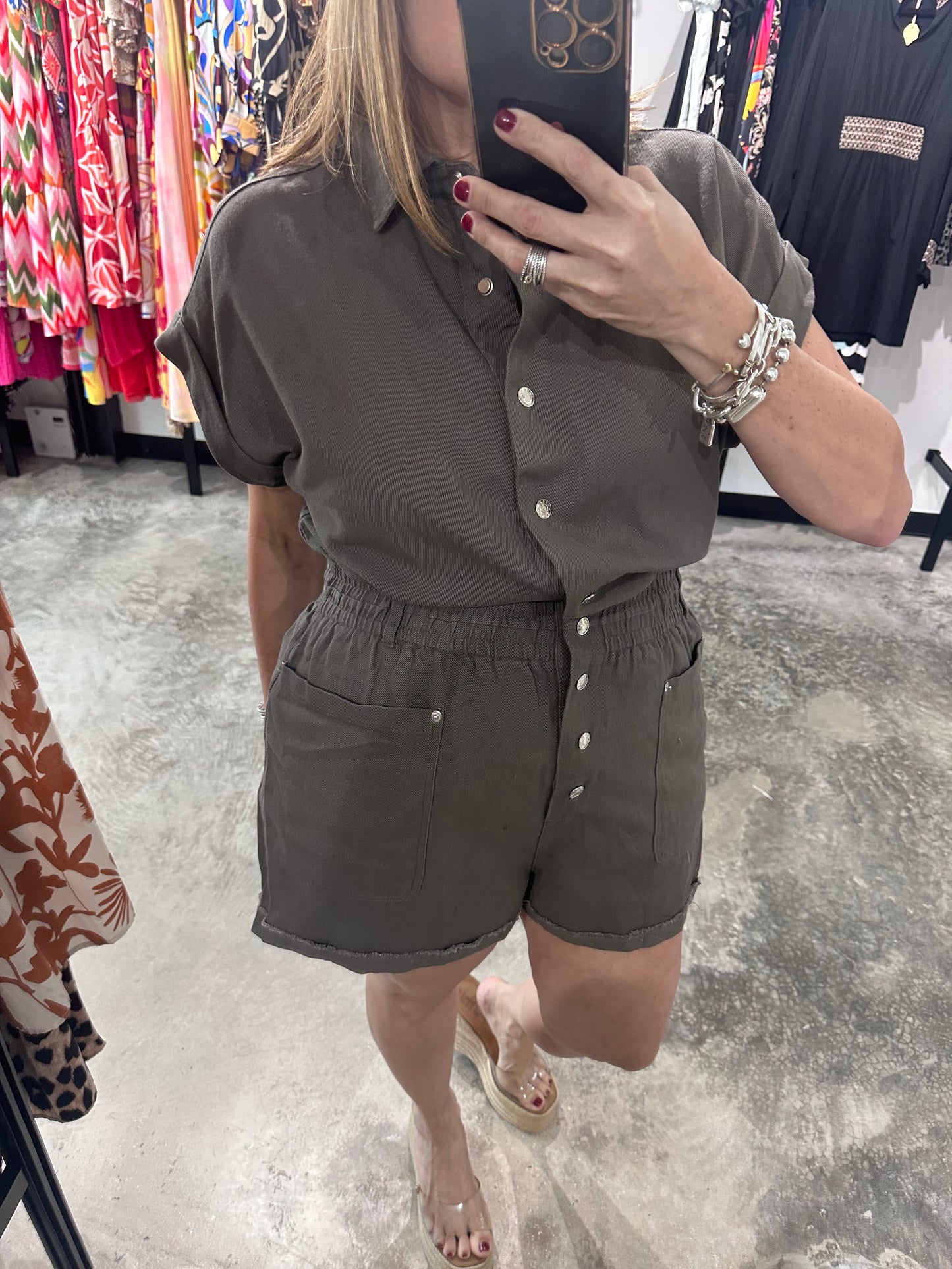 Charcoal Denim Romper