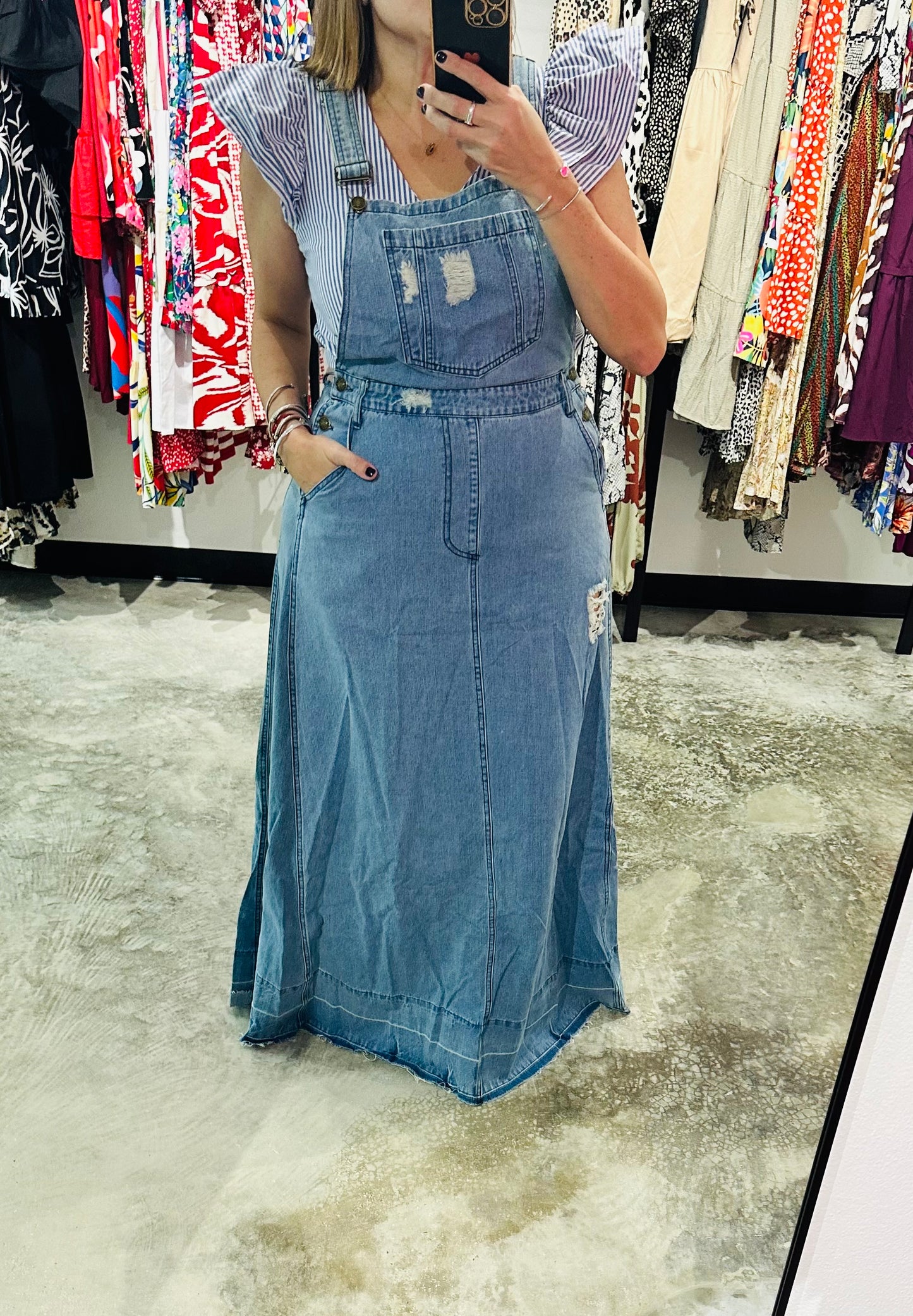 Overall Denim Maxi Dress