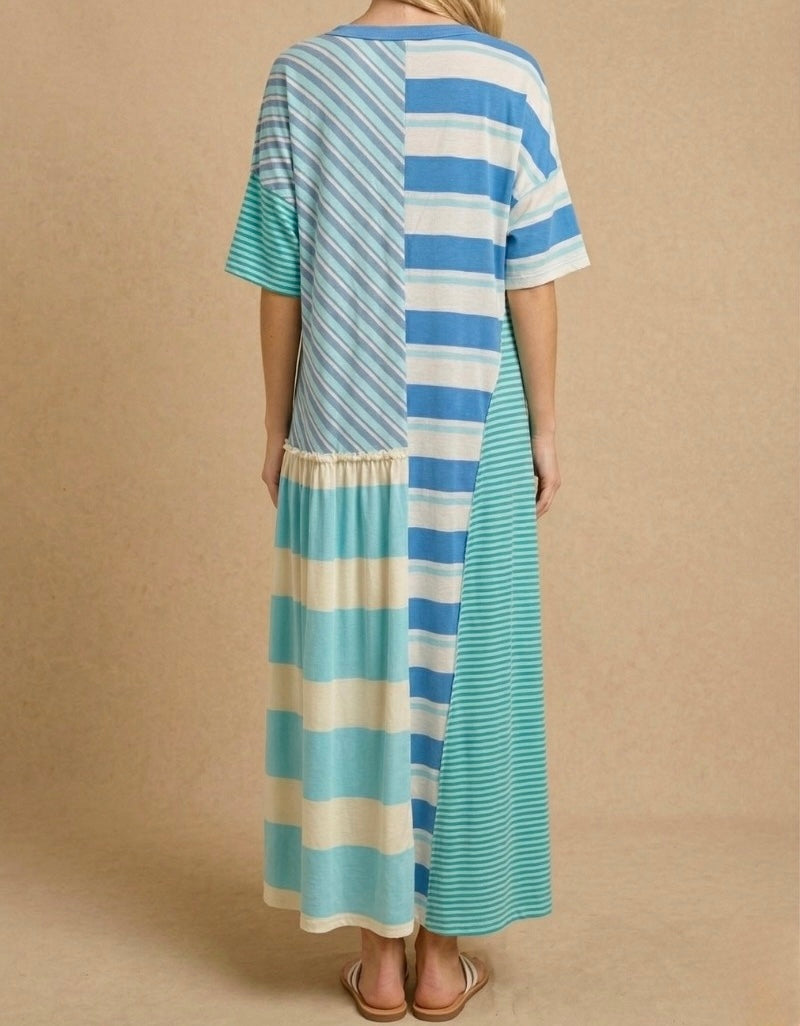 Mixed Stripe Maxi Dress
