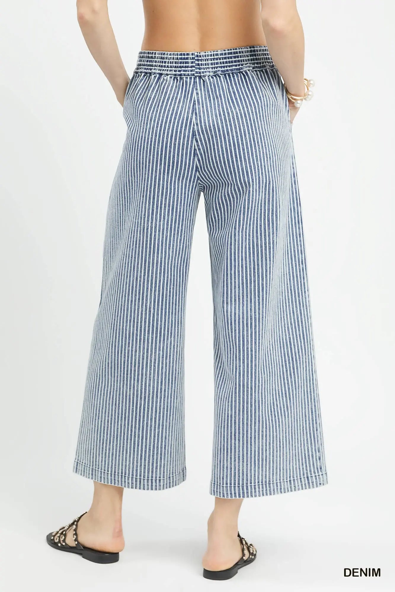 Stripe Wide Leg Denim Pant
