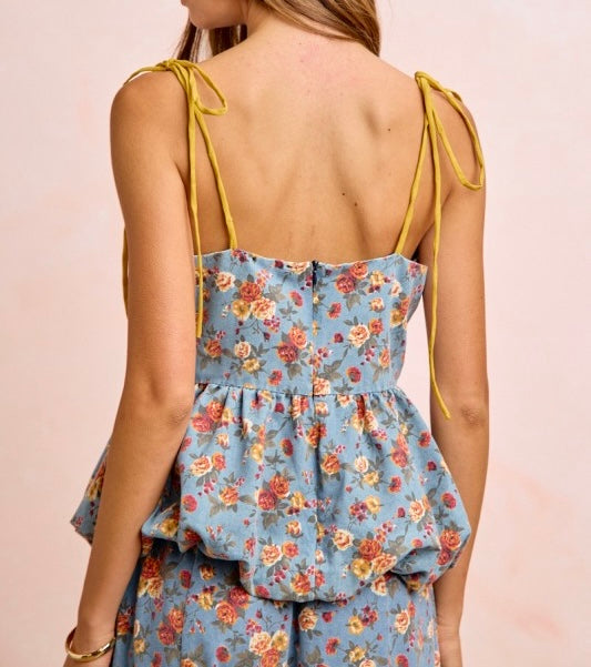 Bubble Shoulder Tie Top
