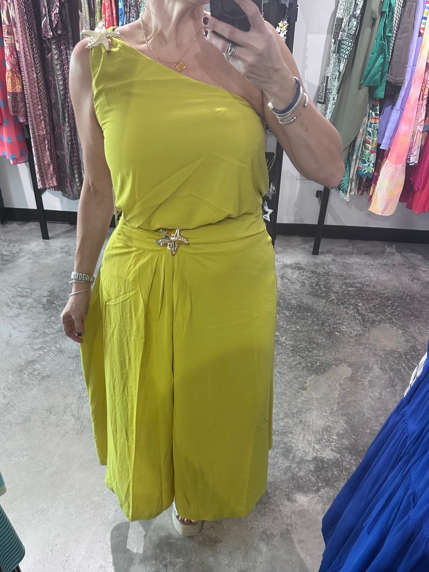 Tomato Red, Lime or Black One Shoulder Top & Maxi Skirt Set