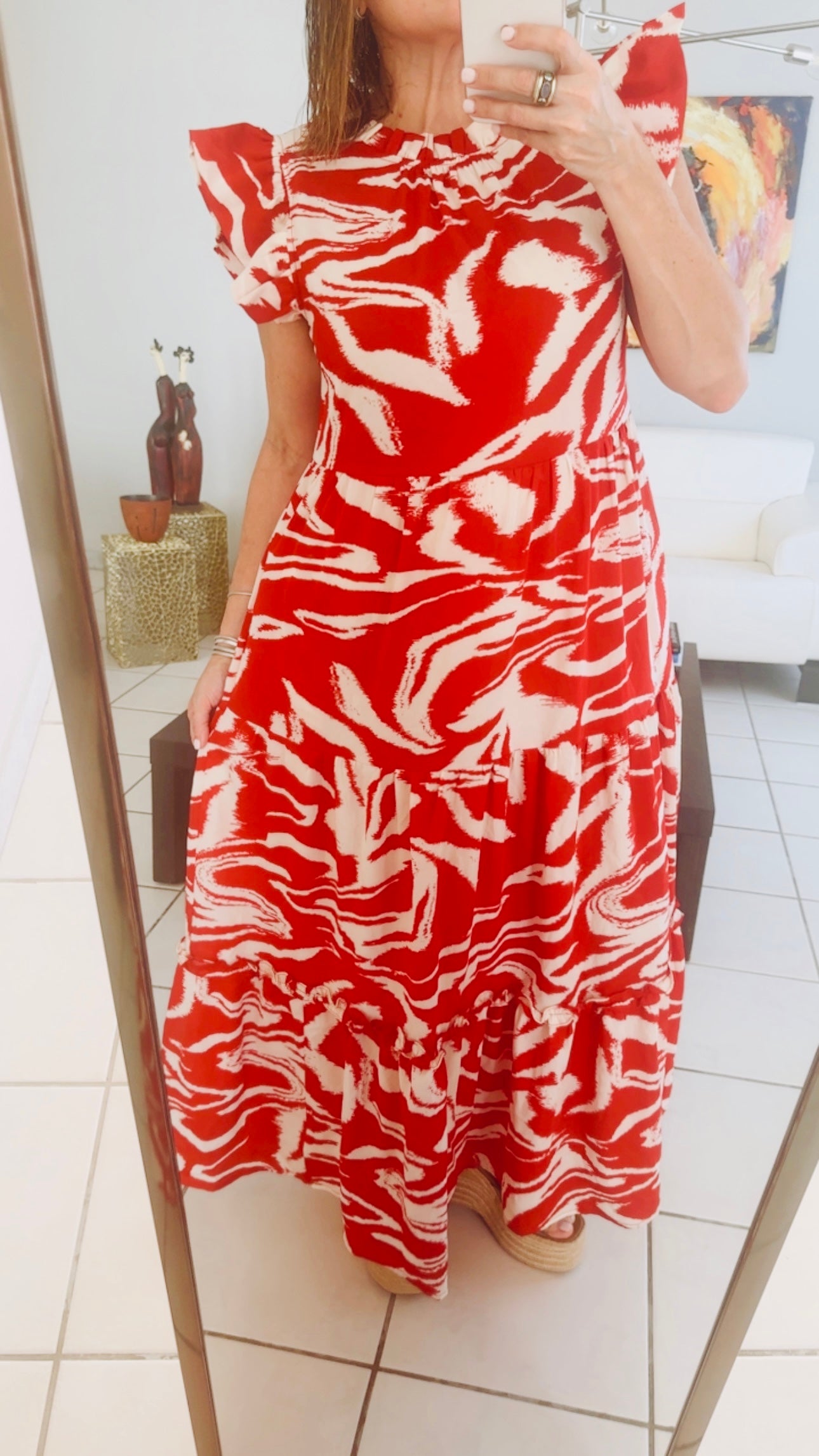 Swirl Red Print Maxi Dress