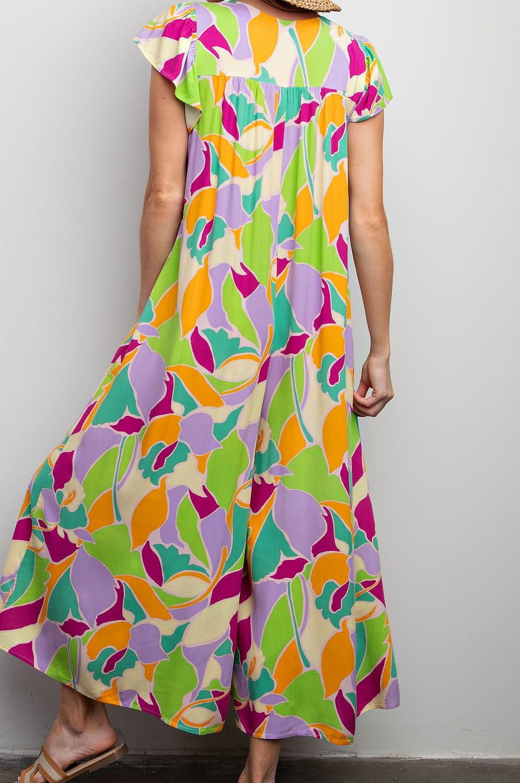 Multi Print Button Down Wide Leg Jumpsuit