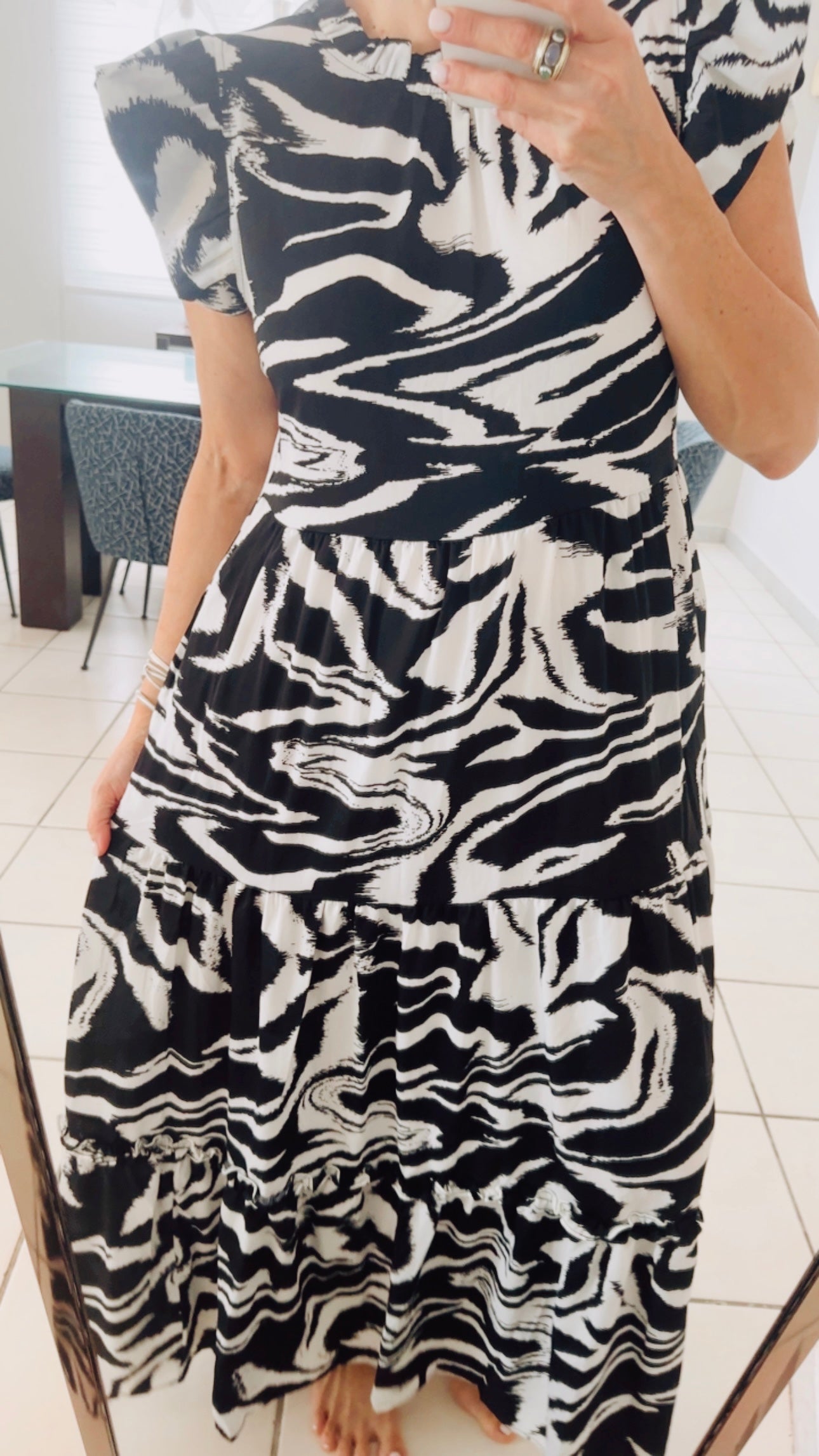 Swirl Black Print Maxi Dress