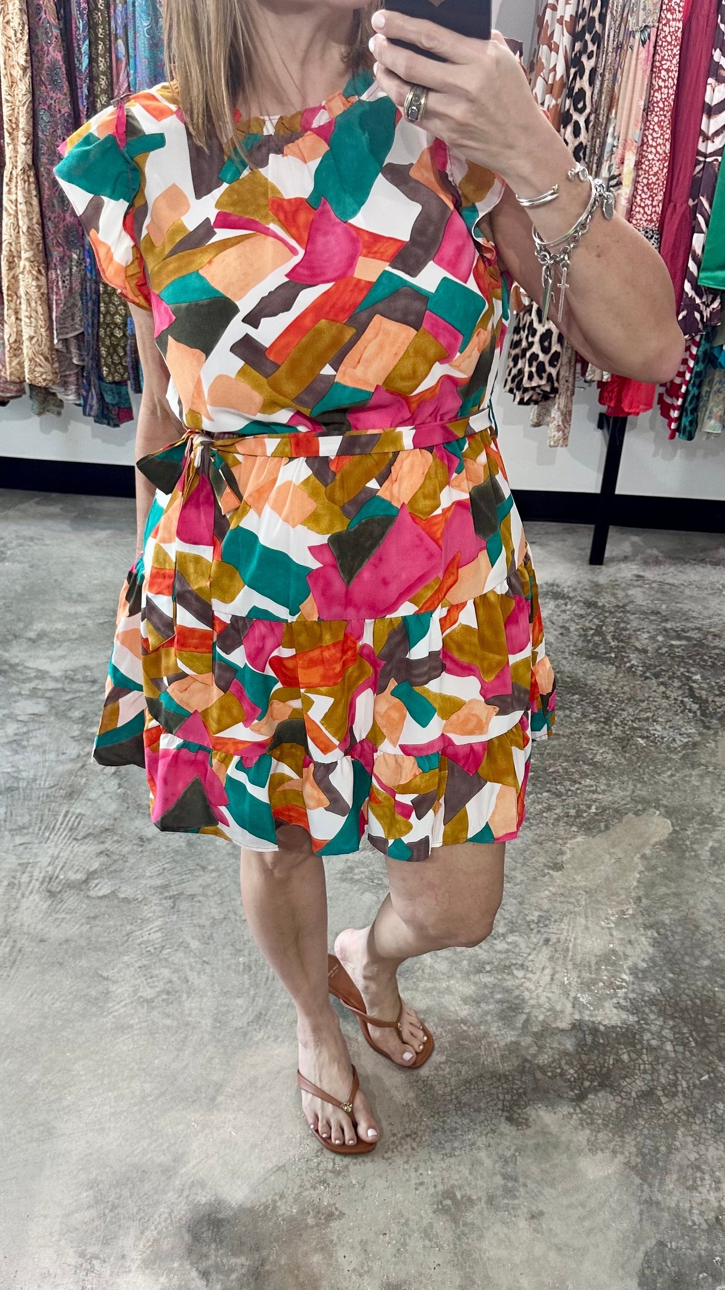 Abstract Print Short Dress