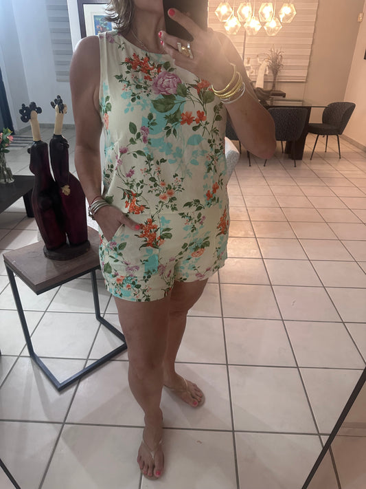 Floral Print Top & Shorts Set