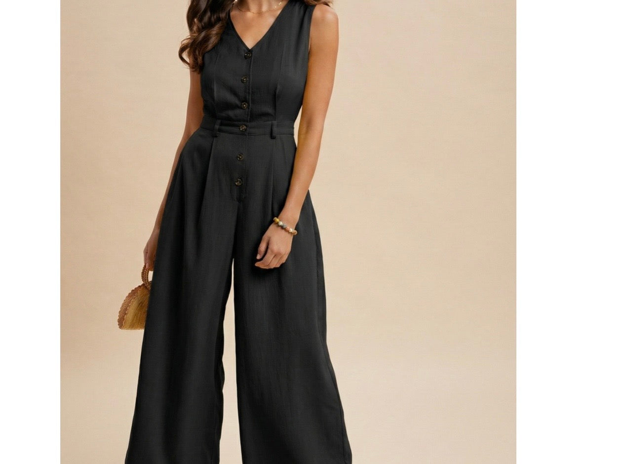 Black or Lime Wide Leg Jumpsuit