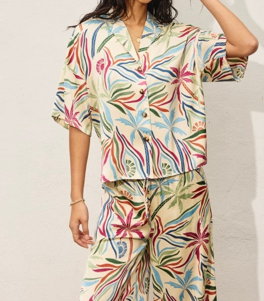 Satin Short Sleeve Top