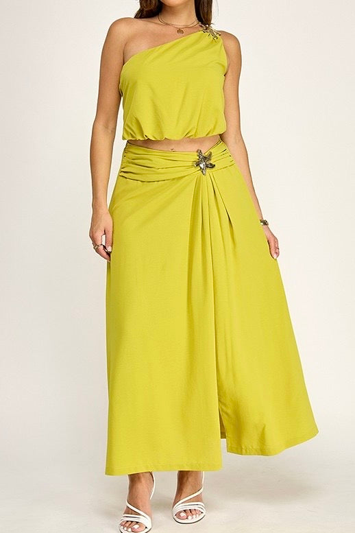 One Shoulder Top & Maxi Skirt Set