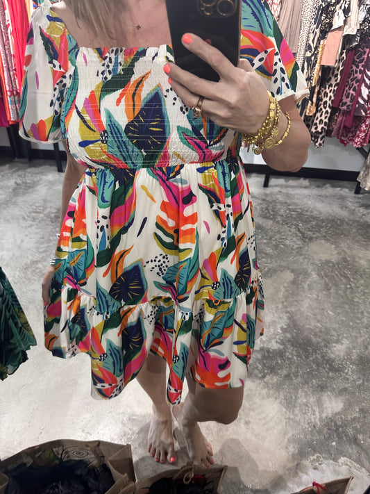 Tropical Print Short Dress