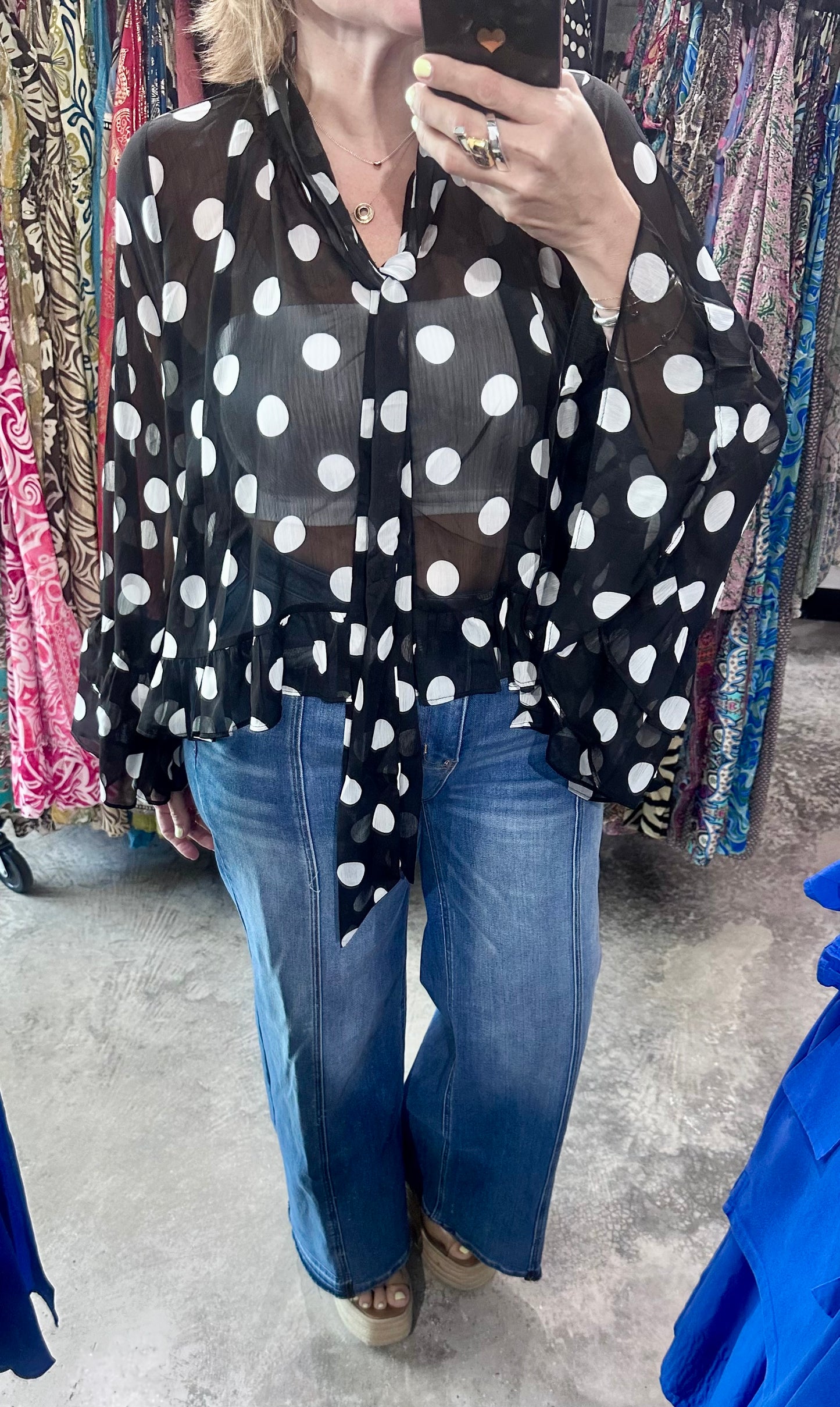 Sheer Polka Dot Top