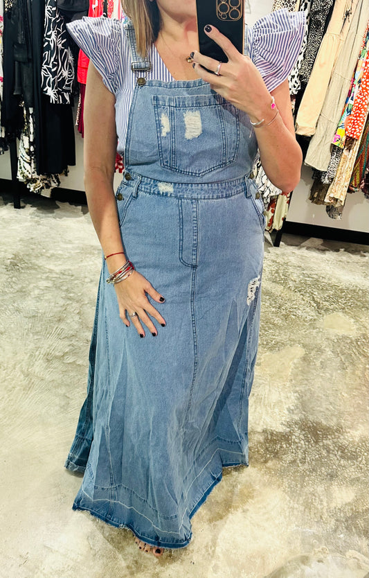 Overall Denim Maxi Dress