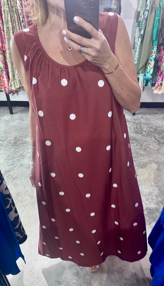 Sleeveless Polka Dot Maxi Dress
