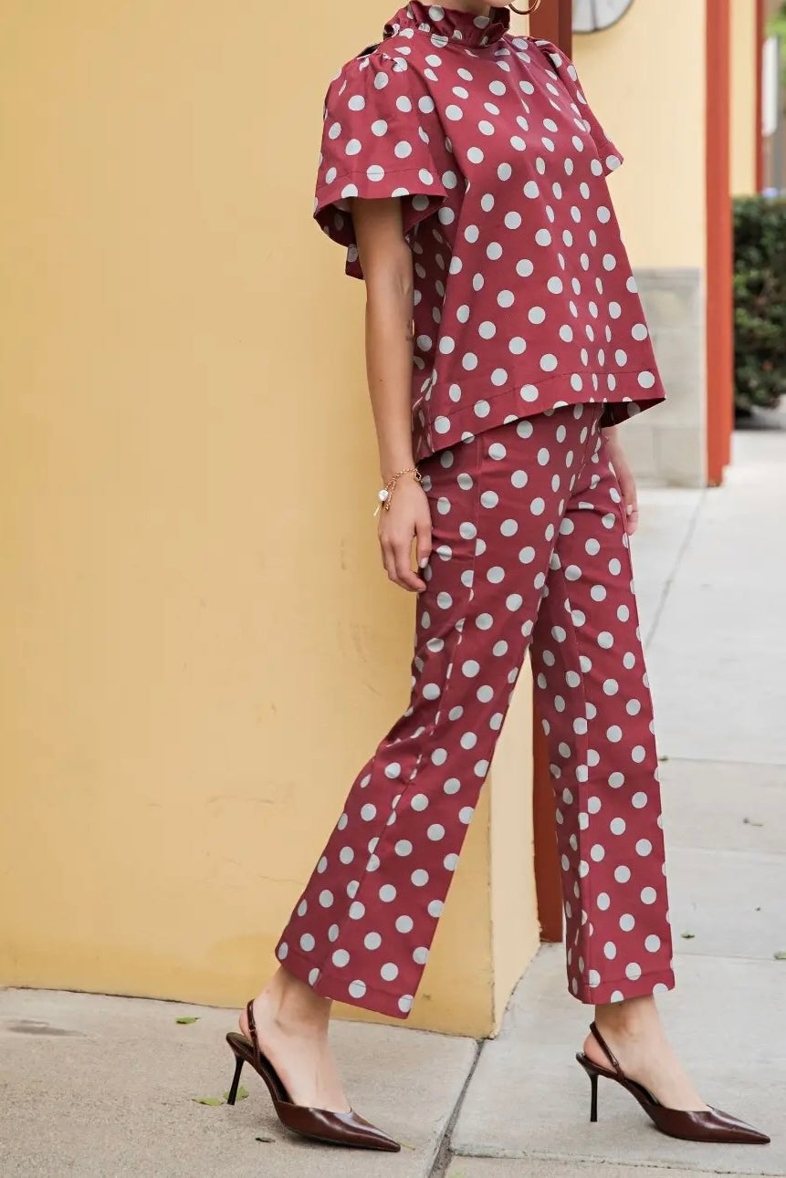 Polka Dot Ruffle Top