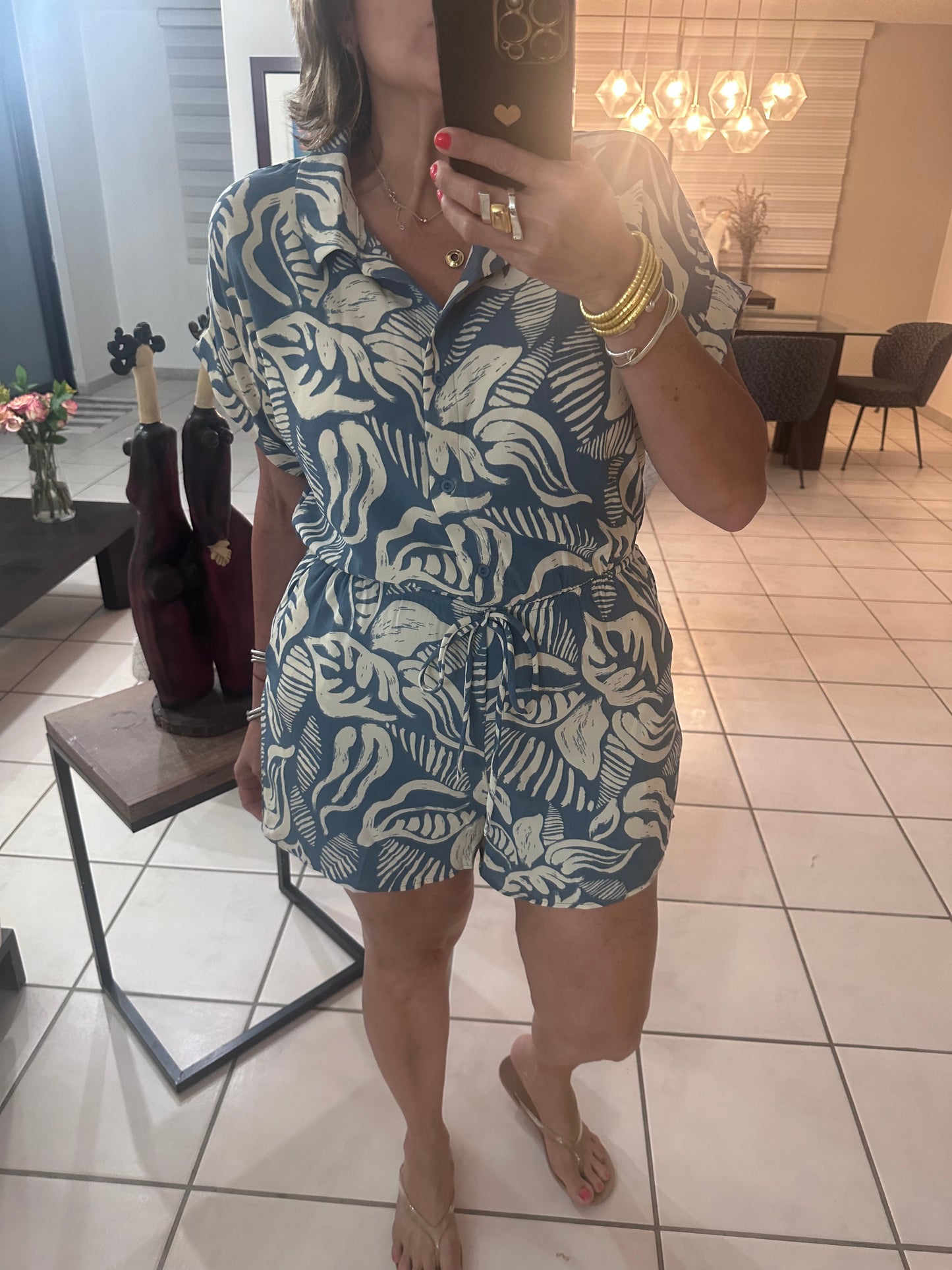 Leaf Print Romper