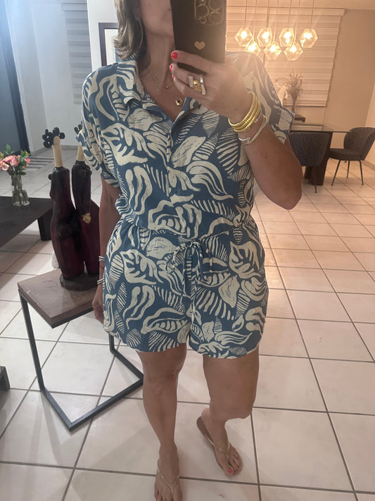 Leaf Print Romper