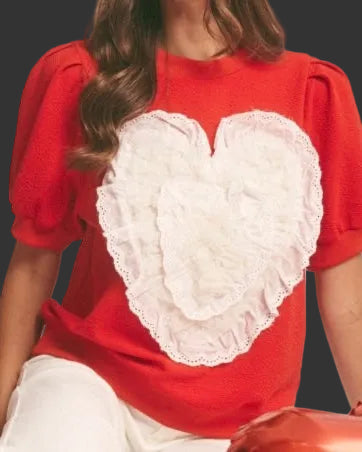 Pre Order - Lace Heart Knit Top