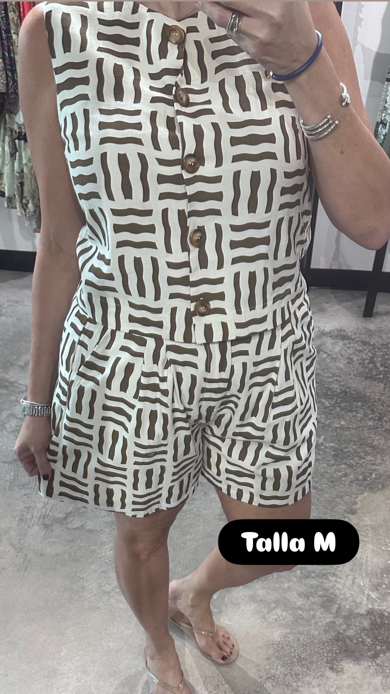 Geometric Print Vest & Shorts Set