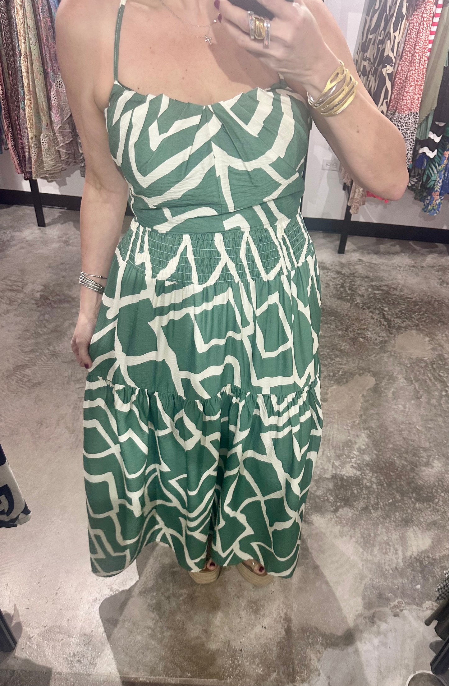 Thin Strap Top with Tiered Skirt Set