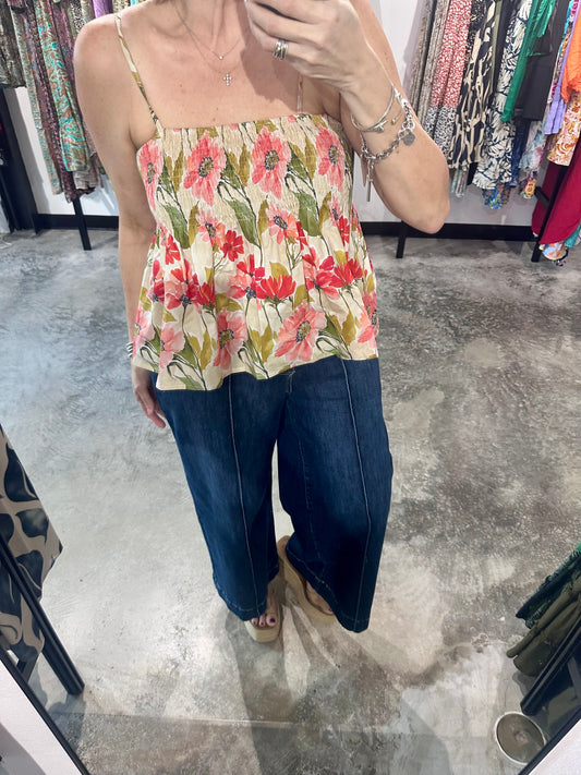 Floral Print Smocked Top