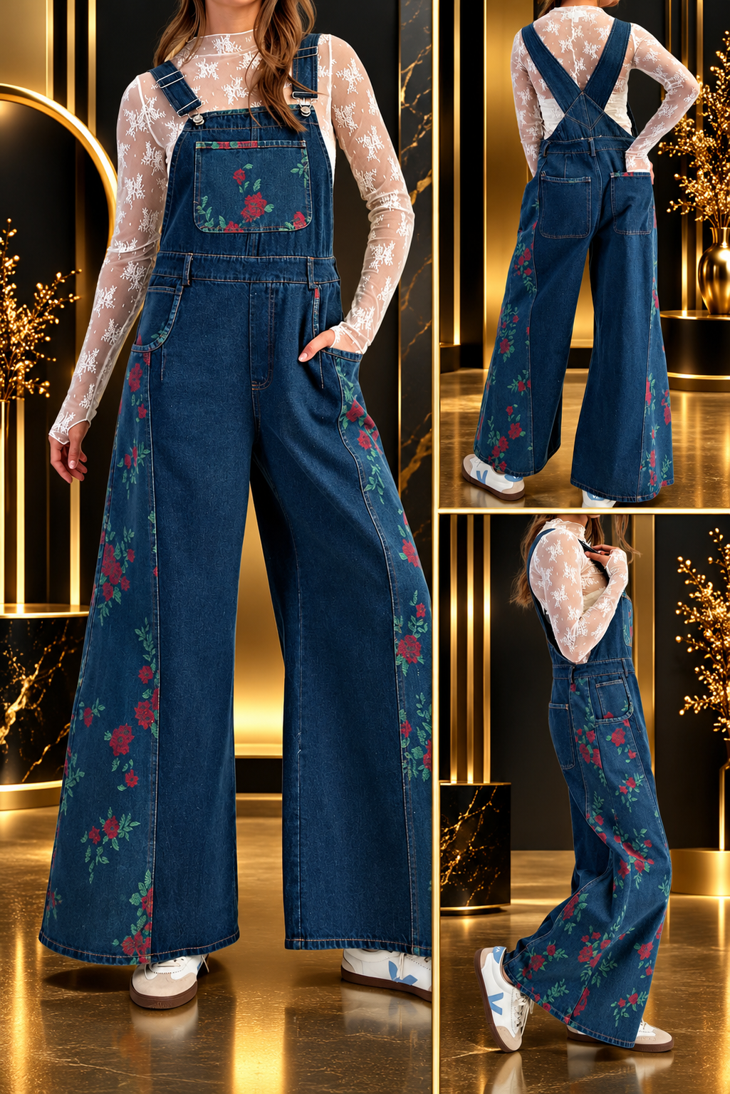 Rose Denim Overall Jumpsuit