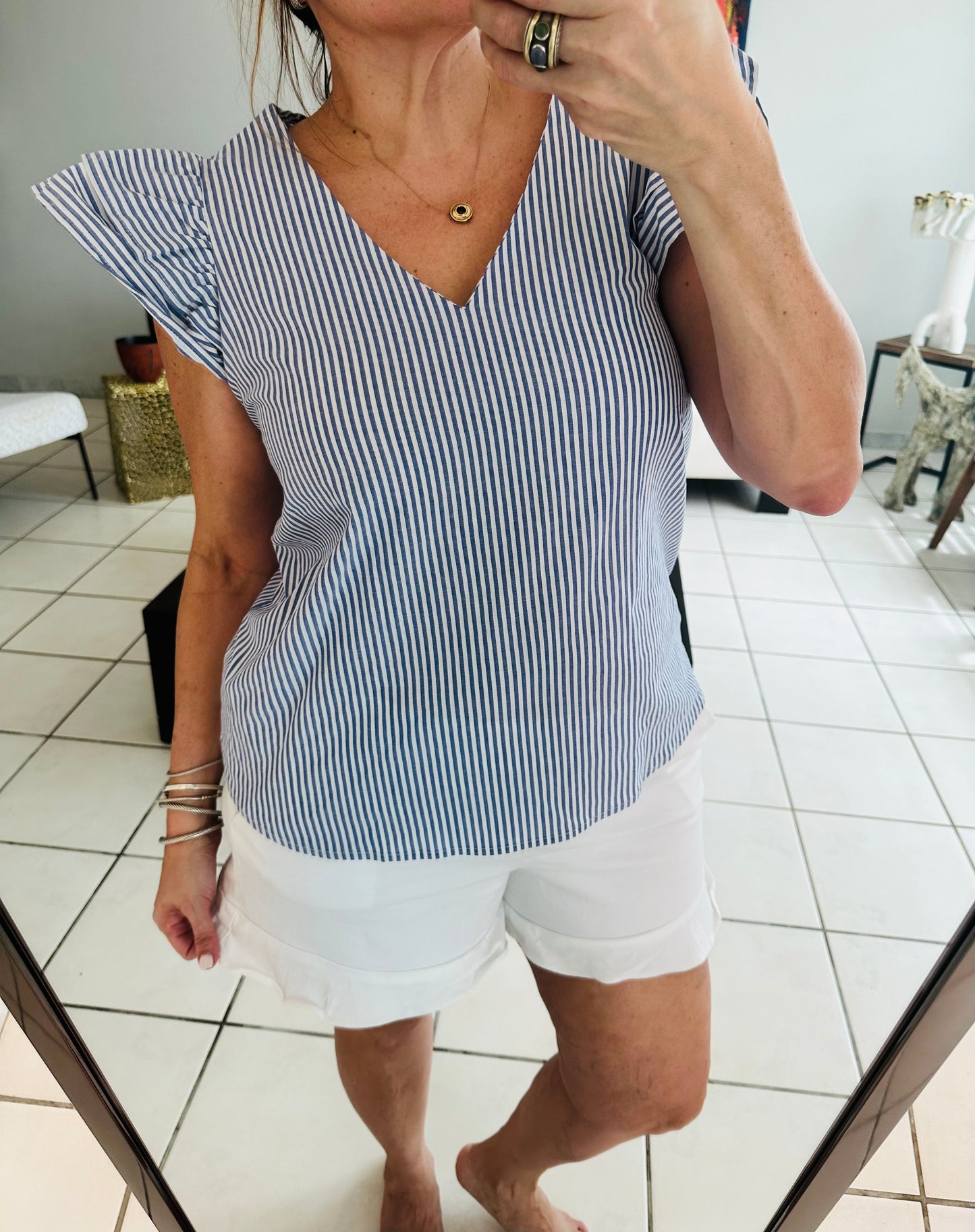 Striped V-Neck Top