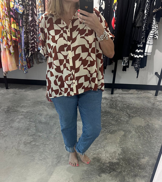 Two Tone  Taupe Oversized Top