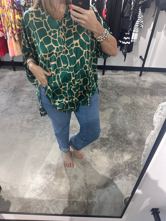 Curvy Green Mix Top