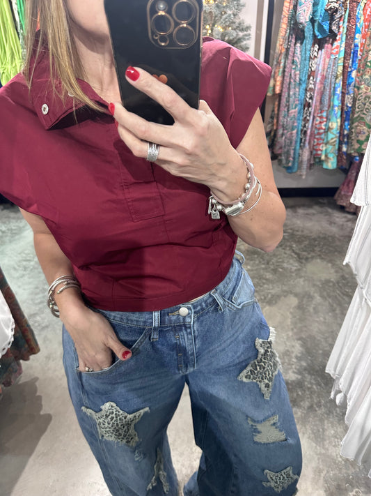 Burgundy Crop Top