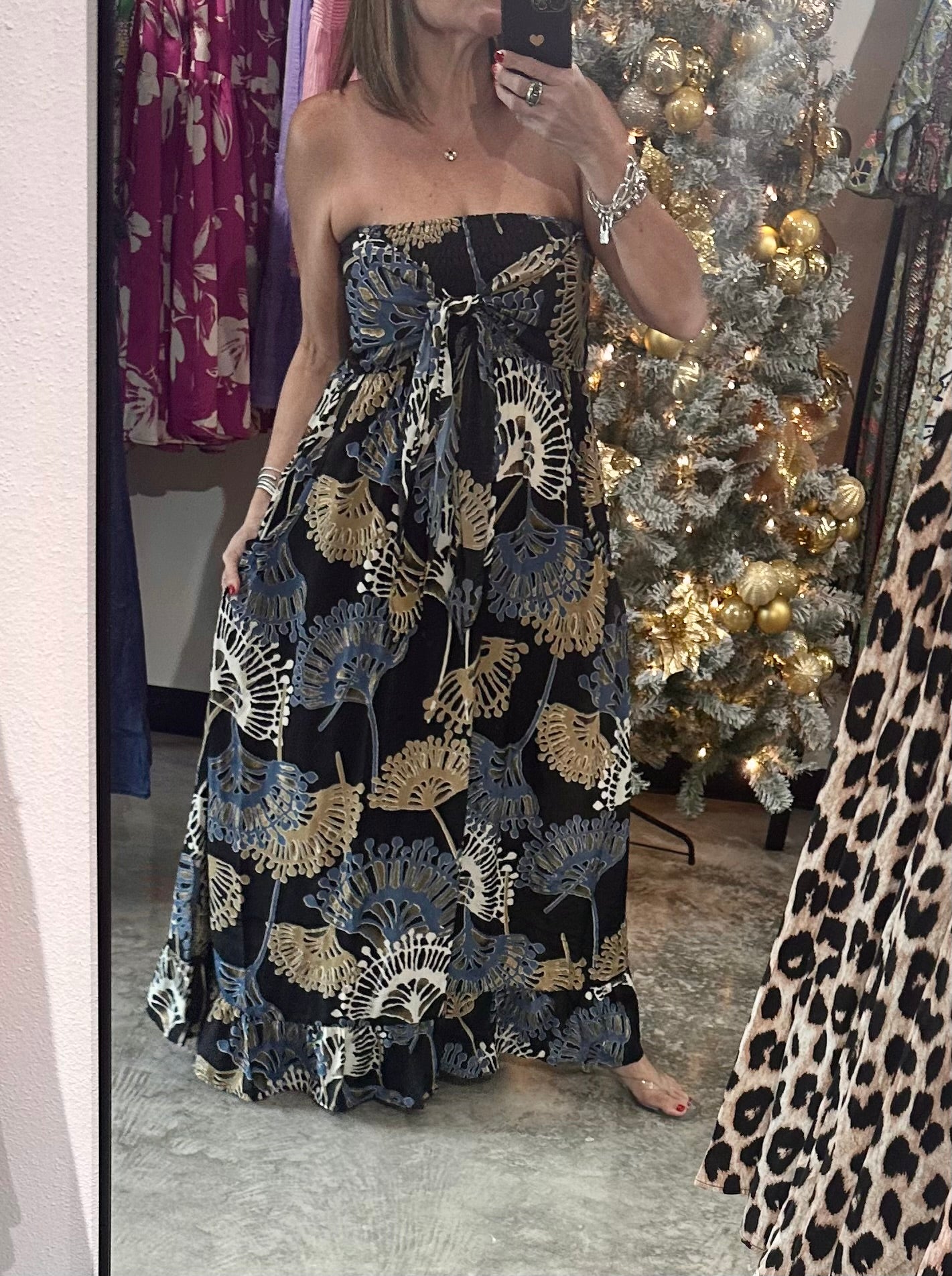 One Size Tie Strapless Maxi Dress