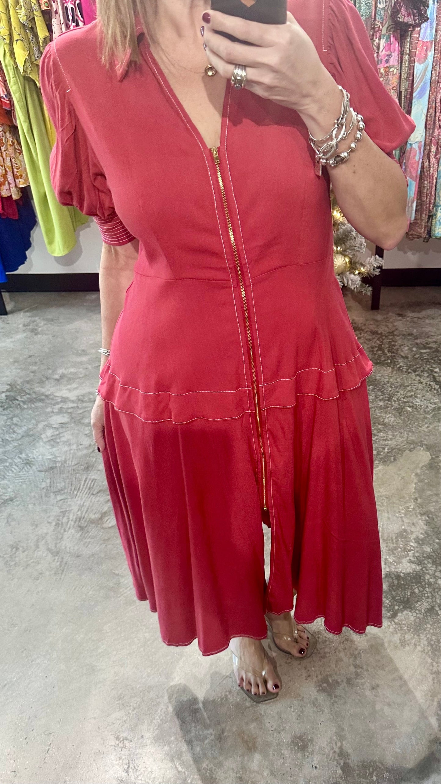 Zip Front Midi Dress