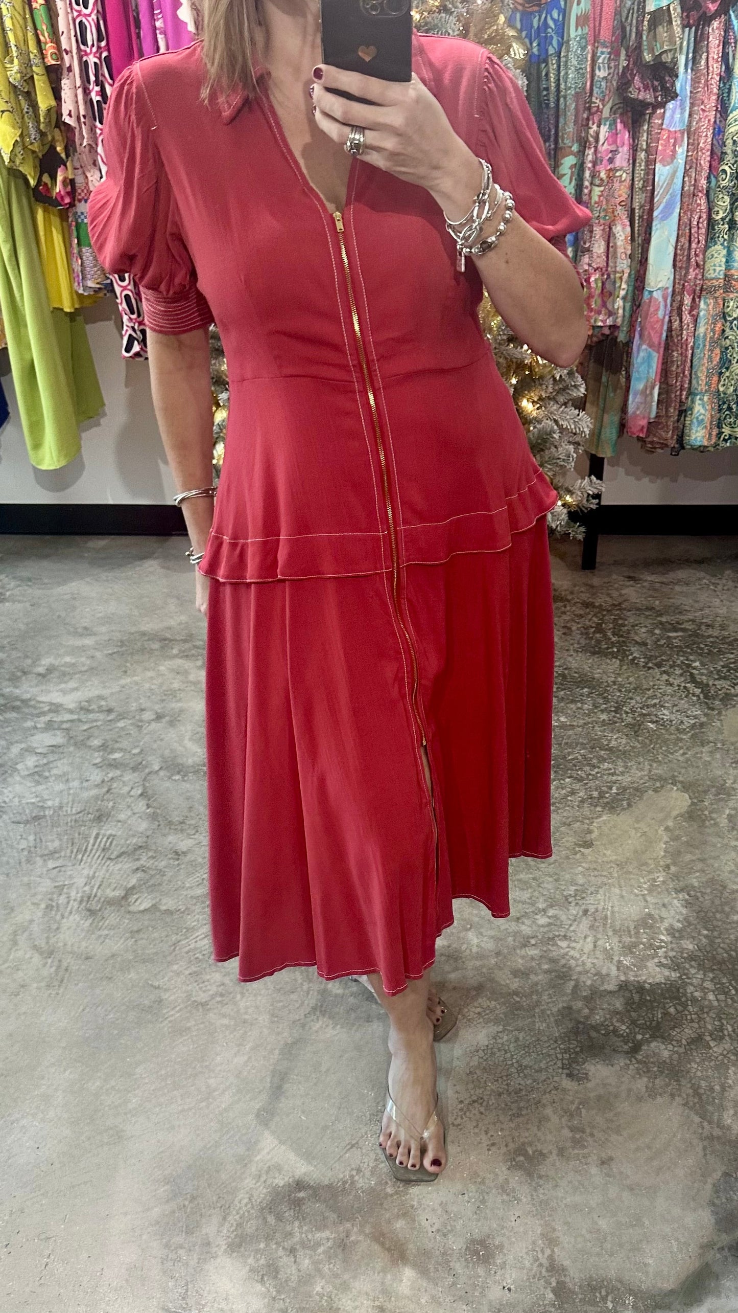 Zip Front Midi Dress