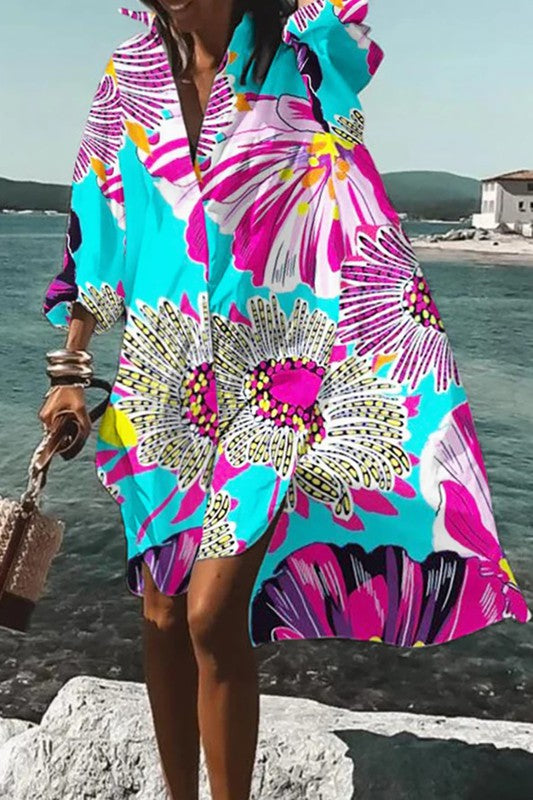 Print Long Sleeve Dress