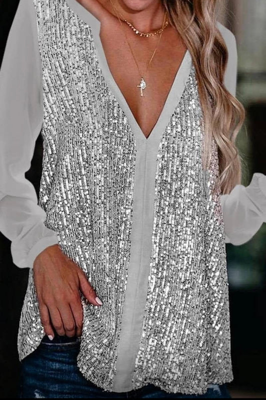 Silver Sequins Top