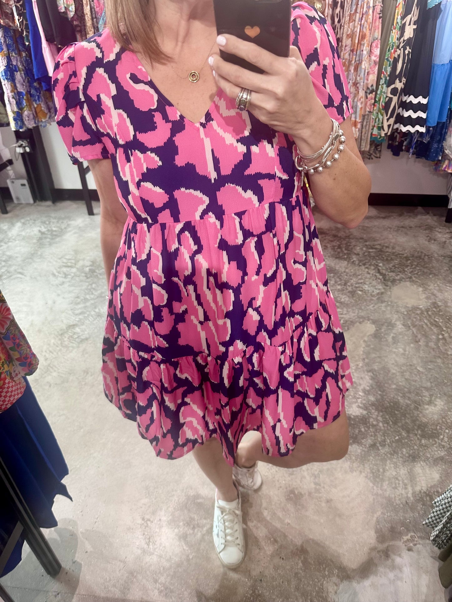 V Neck Tiered Short Dress