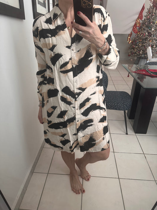 Black Long Sleeve Shirt Short Dress