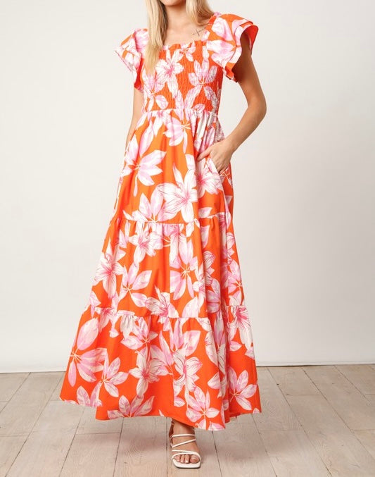 Floral Print Poplin Maxi Dress