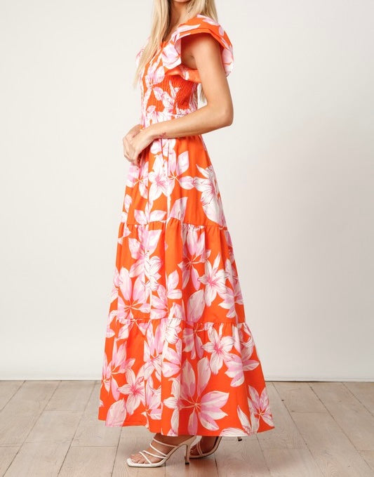 Floral Print Poplin Maxi Dress